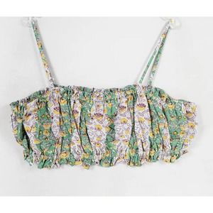 Rhode X Target 2XL Crop Tank Top Green Blue Yellow Floral Stripe Pattern Cotton